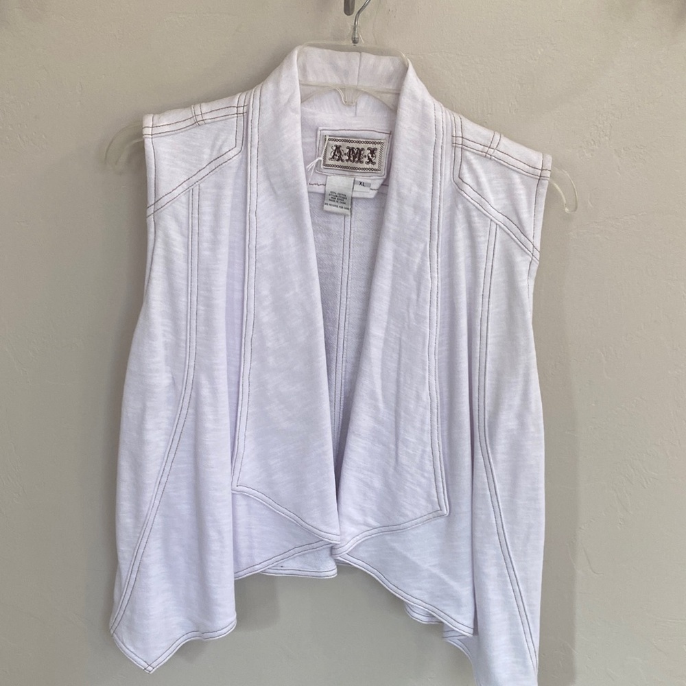 Ami White Sleeveless Drape Blouse